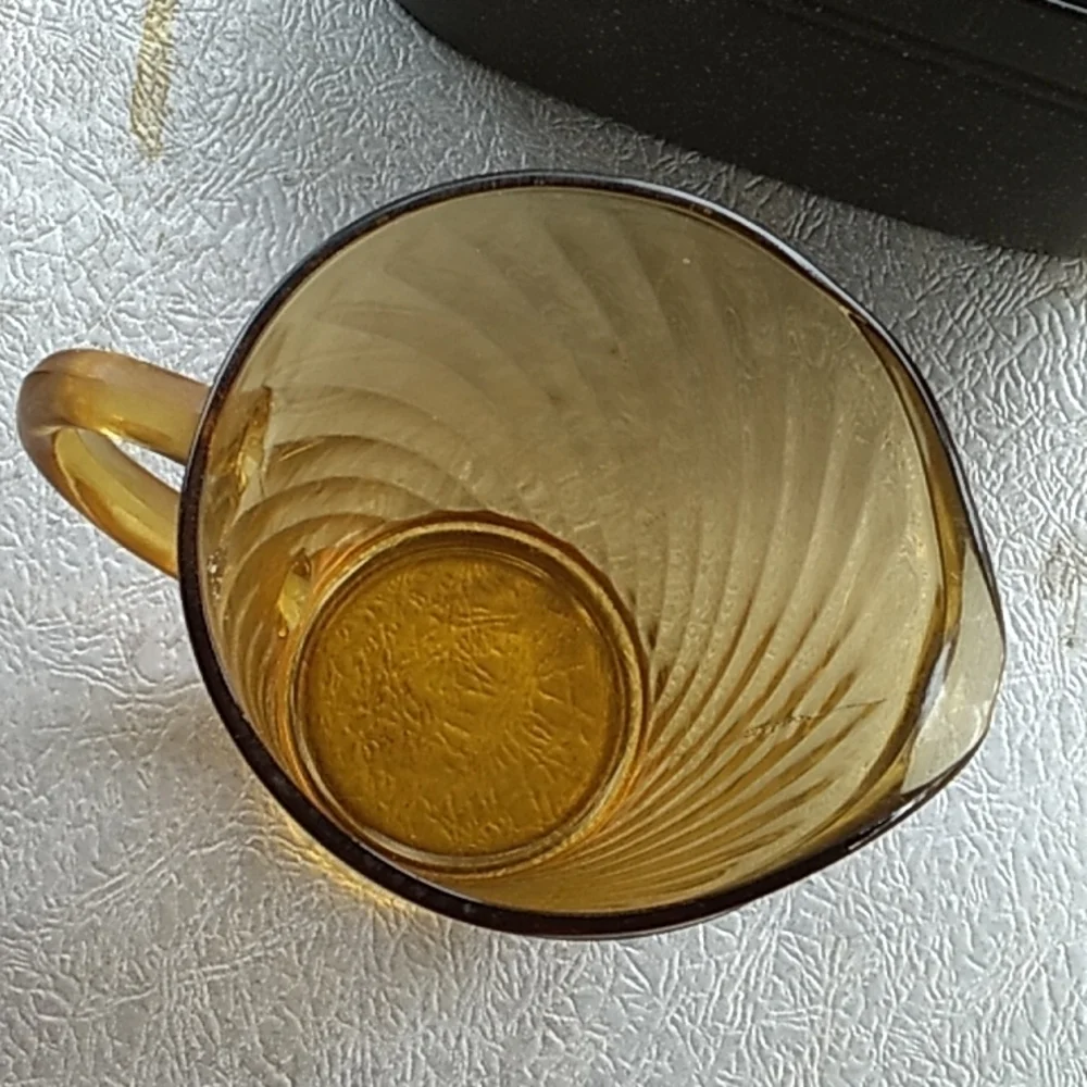 Vintage 1970s amber gold tea pitcher